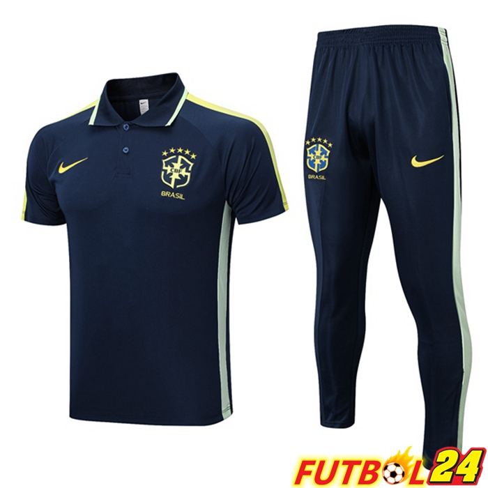 Camiseta Polo Brasil + Pantalones Azul Real 2023/2024