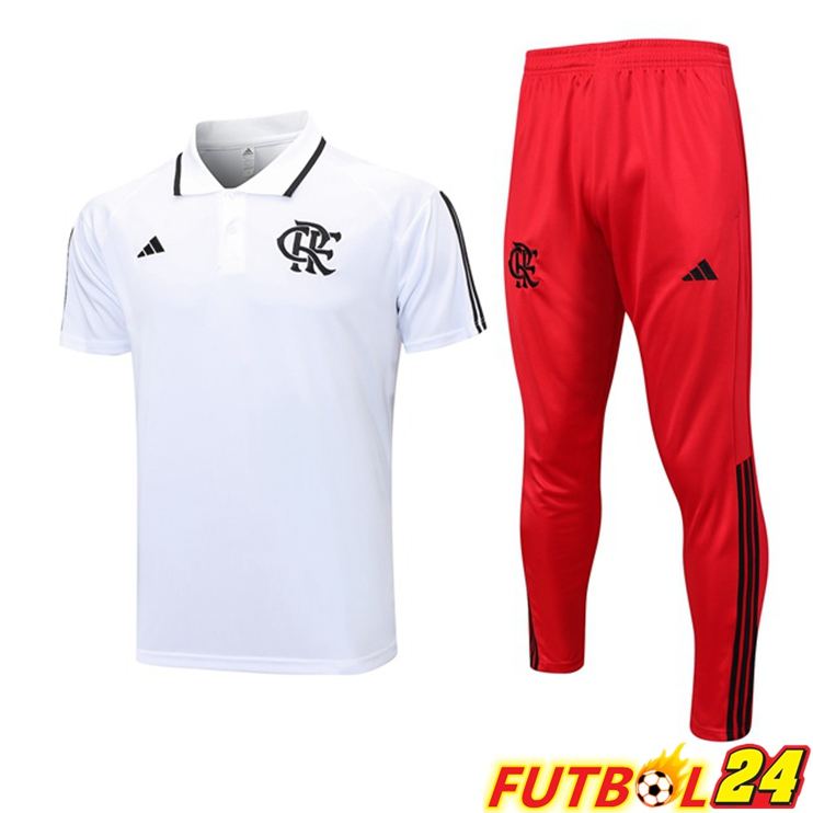 Camiseta Polo Flamengo + Pantalones Blanco 2023/2024