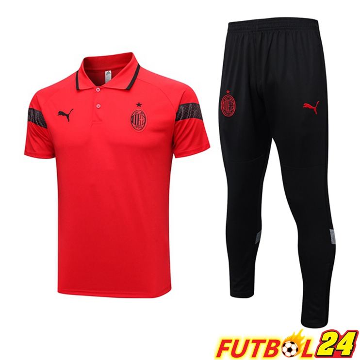 Camiseta Polo AC Milan + Pantalones Rojo 2023/2024