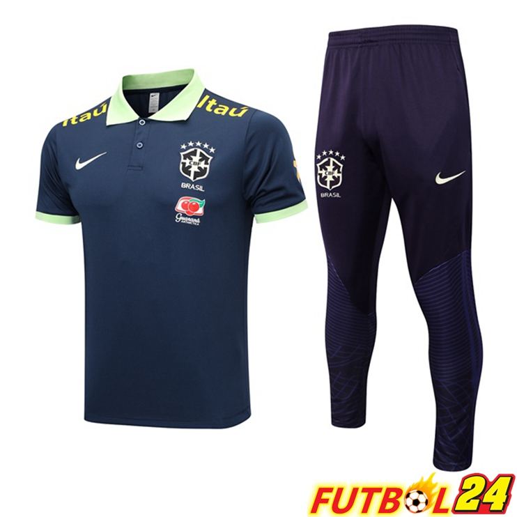 Camiseta Polo Brasil + Pantalones Azul Real 2023/2024