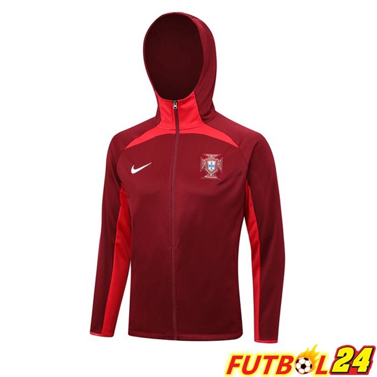 Chaqueta Con Capucha Portugal Rojo 2023/2024