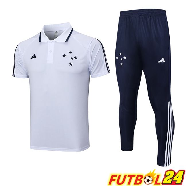 Camiseta Polo Cruzeiro EC + Pantaloni Blanco 2023/2024