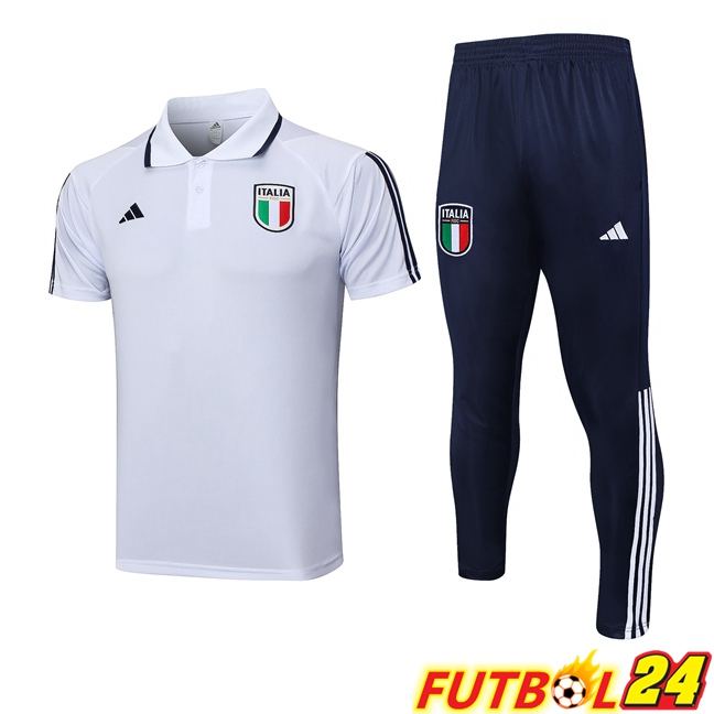 Camiseta Polo Italia + Pantaloni Blanco 2023/2024