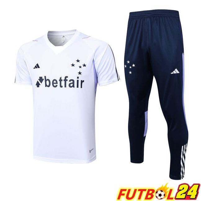 Camiseta Entrenamiento Cruzeiro EC + Pantaloni Blanco 2023/2024