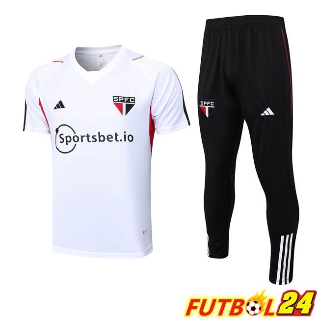 Camiseta Entrenamiento Sao Paulo FC + Pantaloni Blanco 2023/2024
