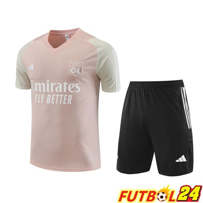 Camiseta Entrenamiento Lyon OL + Pantaloncini Rosado 2023/2024
