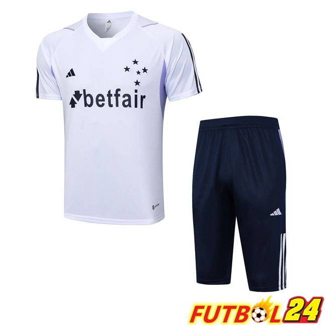 Camiseta Entrenamiento Cruzeiro EC + Pantaloncini Blanco 2023/2024