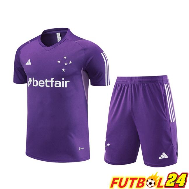 Camiseta Entrenamiento Cruzeiro EC + Pantaloncini Púrpura 2023/2024