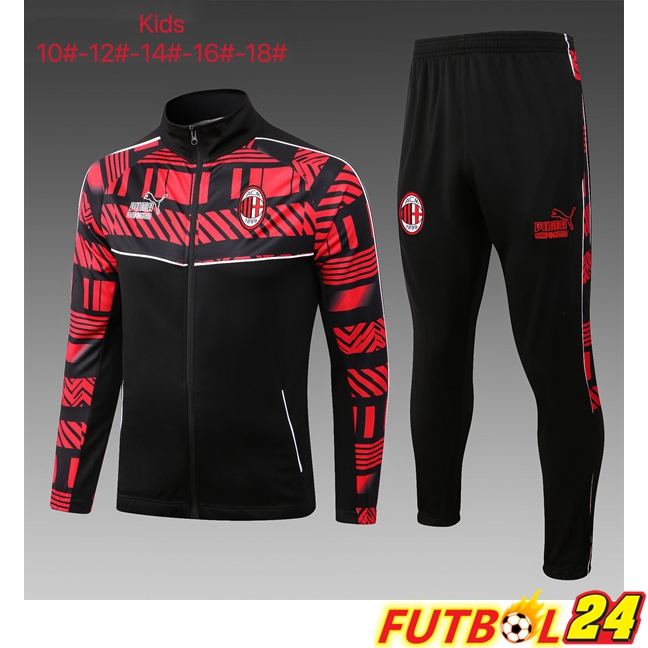 Chandal Equipos De Futbol - Chaqueta AC Milan Ninos Negro Rojo 2023/2024