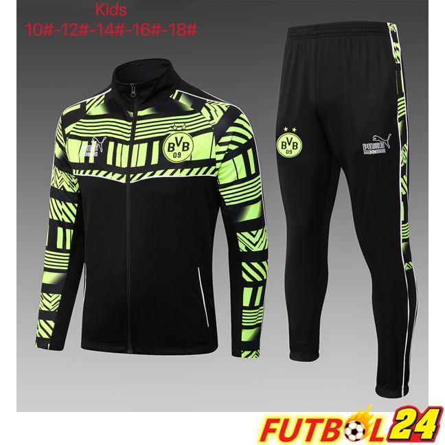 Chandal Equipos De Futbol - Chaqueta Dortmund BVB Ninos Negro Verde 2023/2024