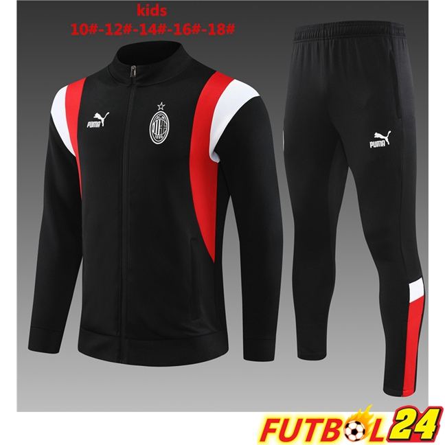 Chandal Equipos De Futbol - Chaqueta AC Milan Ninos Negro 2023/2024