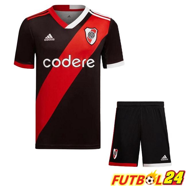 Camisetas De Futbol River Plate Ninos Tercera Negro Rojo 2023/2024