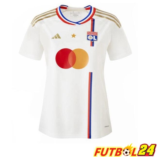 Camisetas De Futbol Lyon OL Mujer Primera Blanco 2023/2024