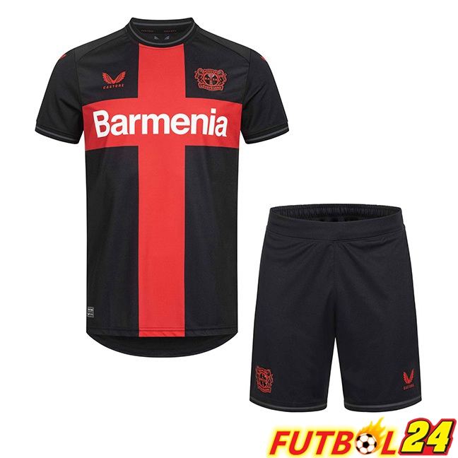 Camisetas De Futbol Bayer 04 Leverkusen Ninos Primera Negro Rojo 2023/2024