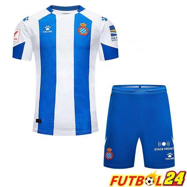 Camisetas De Futbol RCD Espanyol Ninos Primera Azul Blanco 2023/2024