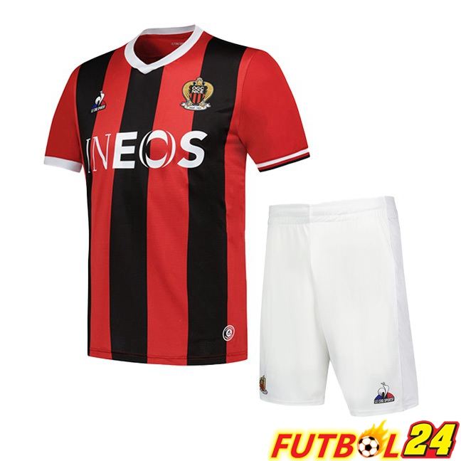 Camisetas De Futbol OGC Nice Ninos Primera Rojo Negro 2023/2024