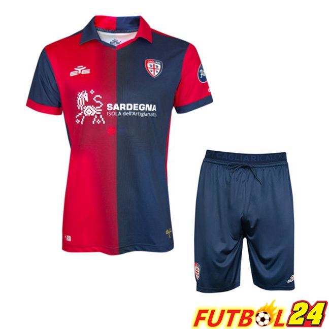 Camisetas De Futbol Cagliari Calcio Ninos Primera Rojo Azul 2023/2024