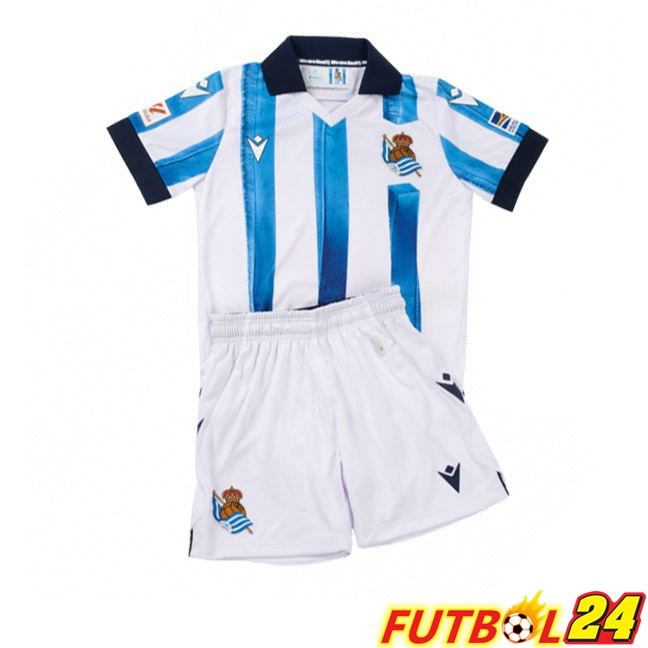 Camisetas De Futbol Real Sociedad Ninos Primera Azul Blanco 2023/2024