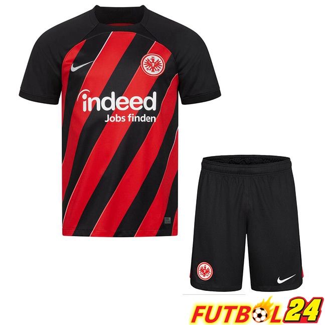 Camisetas De Futbol Eintracht Frankfurt Ninos Primera Negro Rojo 2023/2024