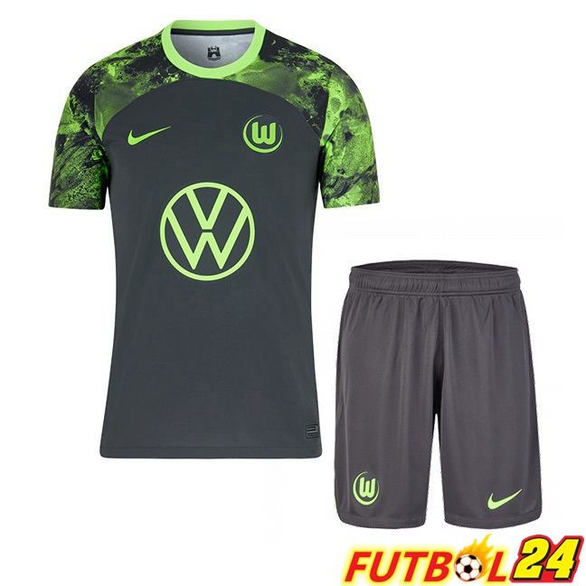Camisetas De Futbol Vfl Wolfsburg Ninos Segunda Verde 2023/2024