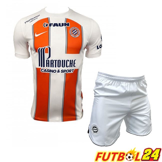 Camisetas De Futbol Montpellier HSC Ninos Segunda Blanco Naranja 2023/2024