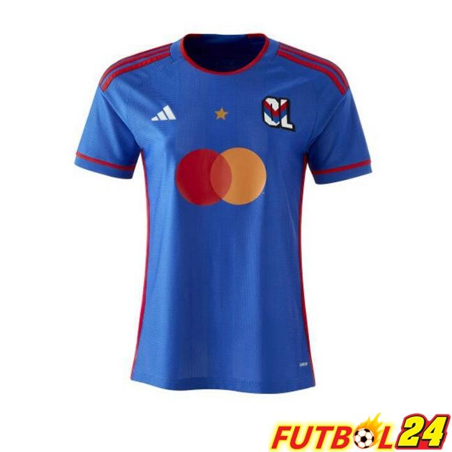 Camisetas De Futbol Lyon OL Mujer Segunda Azul 2023/2024