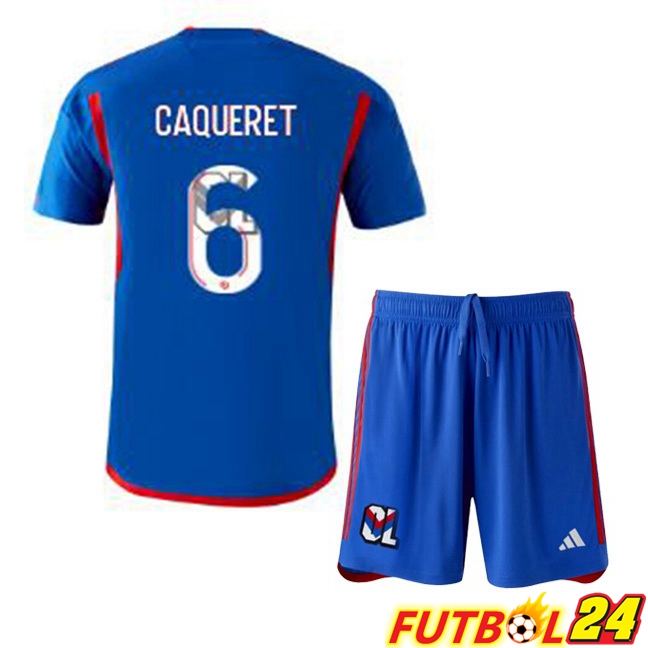 Camiseta Futbol Lyon OL (CAQUERET 6) Ninos Segunda Azul 2023/2024
