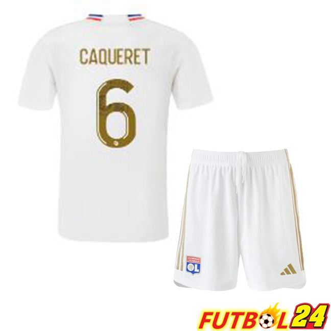 Camiseta Futbol Lyon OL (CAQUERET 6) Ninos Primera Blanco 2023/2024