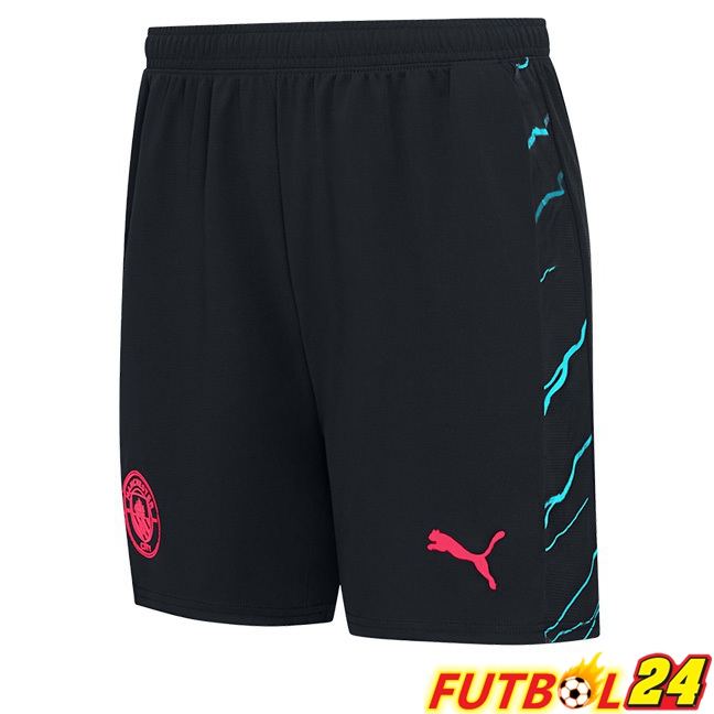 Cortos De Futbol Manchester City Tercera Azul Negro 2023/2024