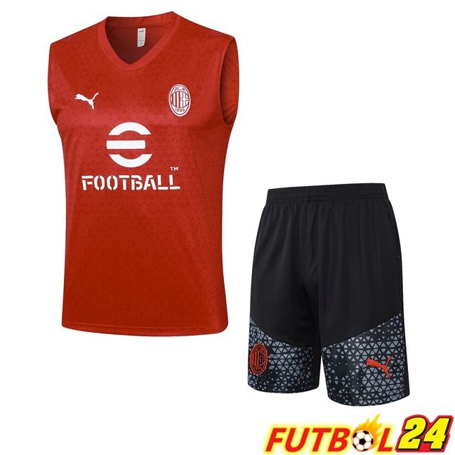 Chaleco De Futbol AC Milan + Cortos Rojo 2023/2024