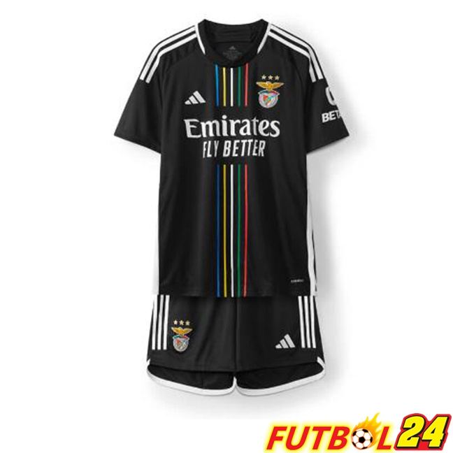 Camisetas De Futbol S.L Benfica Ninos Segunda Negro 2023/2024