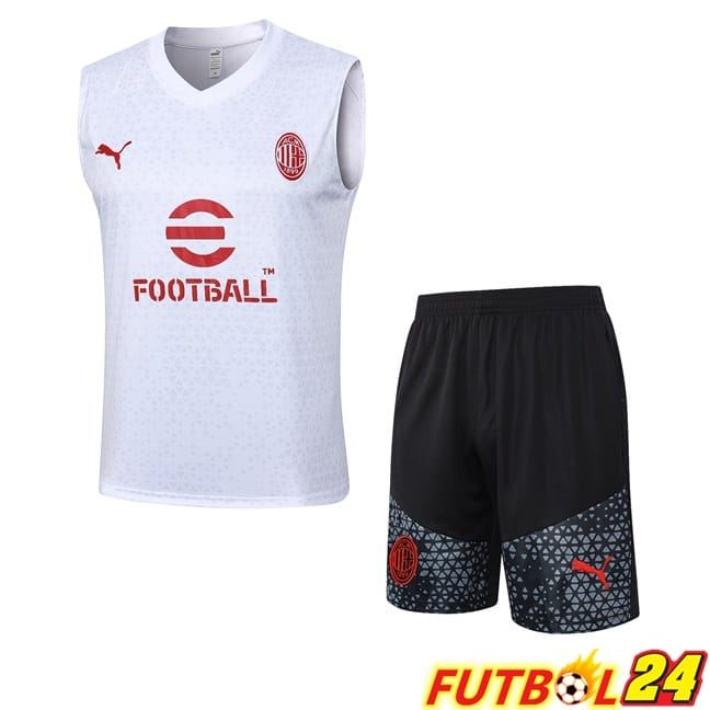 Chalecos De Futbol AC Milan + Cortos Blanco 2024/2025