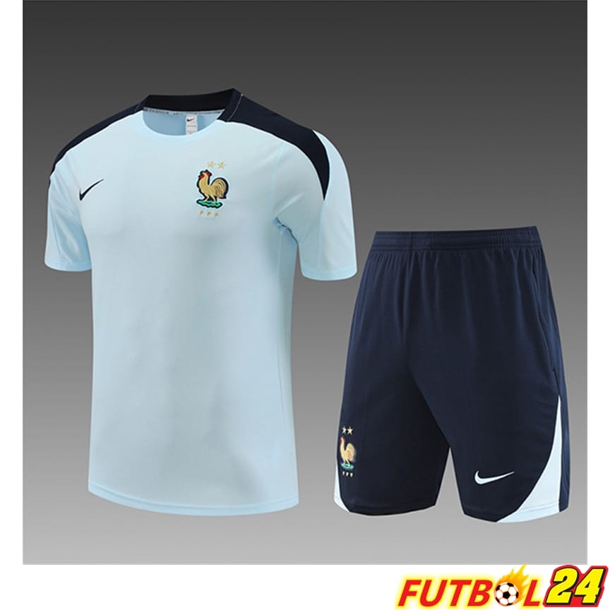 Camiseta Entrenamiento + Cortos Francia Ninos Azul Claro 2023/2024