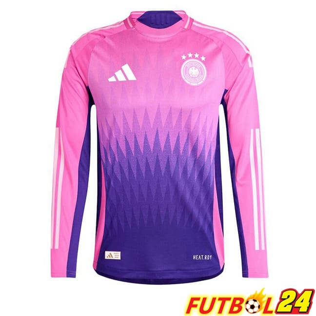Camisetas De Futbol Alemania Segunda Manga Larga Rosado Púrpura UEFA Euro 2024