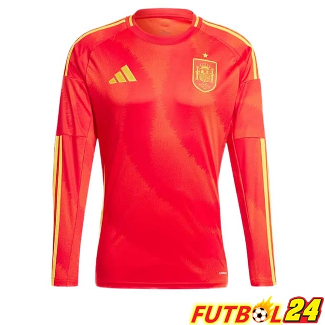 Camisetas De Futbol España Primera Manga Larga Rojo UEFA Euro 2024