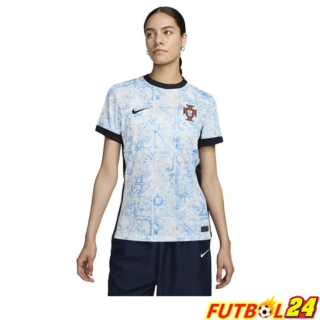 Camisetas De Futbol Portugal Mujer Segunda Azul Blanco 2024/2025