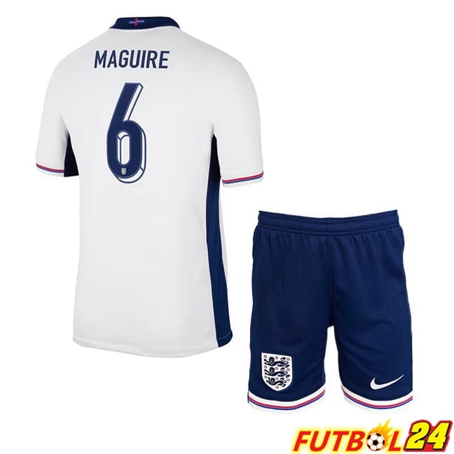 Camisetas De Futbol Inglaterra (Maguire 6) Ninos Primera Azul Blanco 2024/2025