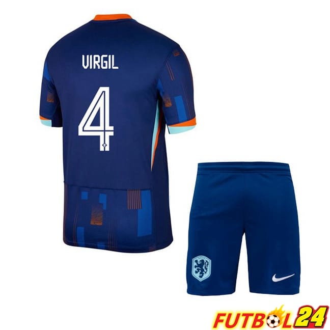 Camisetas De Futbol Países Bajos (VIRGIL 4) Ninos Segunda Azul Real 2024/2025
