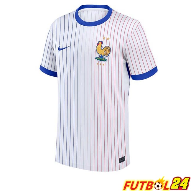 Camisetas De Futbol Francia Segunda Azul Blanco UEFA Euro 2024