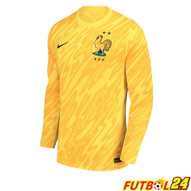 Camisetas De Futbol Francia Portero Manga Larga Amarillo UEFA Euro 2024