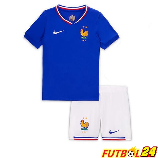 Camisetas De Futbol Francia Ninos Primera Azul UEFA Euro 2024
