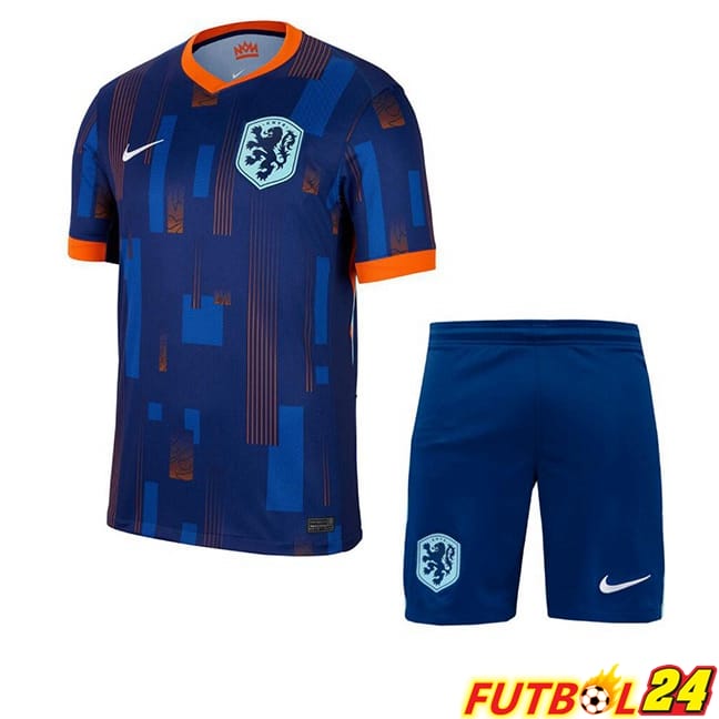 Camisetas De Futbol Países Bajos Ninos Segunda Azul Real UEFA Euro 2024