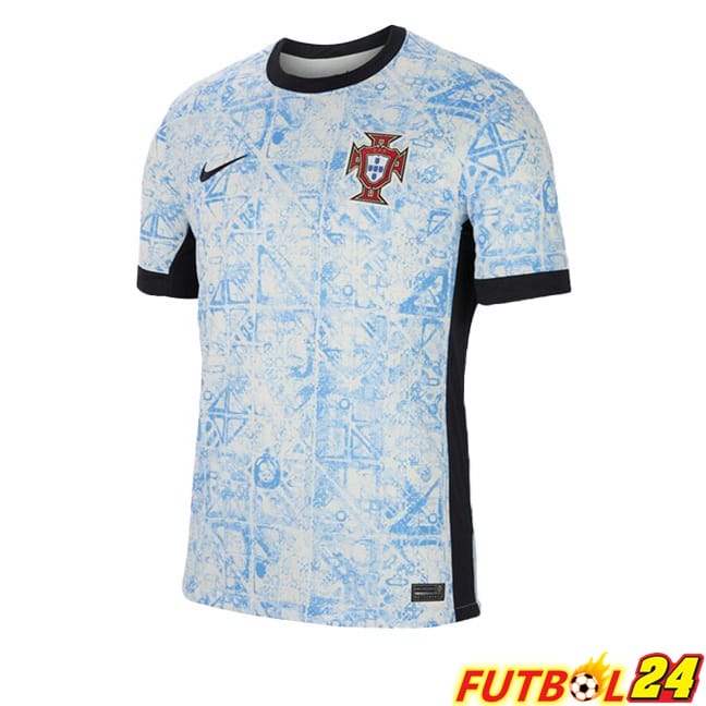 Camisetas De Futbol Portugal Segunda Azul Blanco UEFA Euro 2024