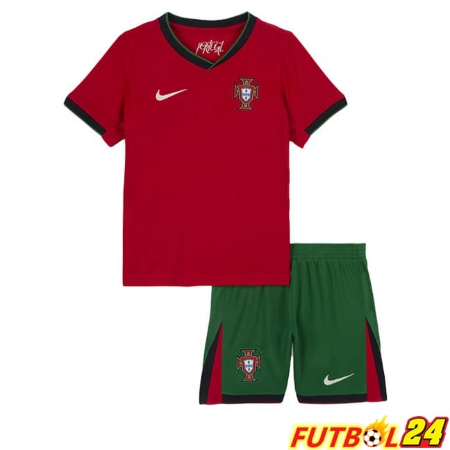 Camisetas De Futbol Portugal Ninos Primera Rojo UEFA Euro 2024