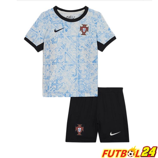 Camisetas De Futbol Portugal Ninos Segunda Azul Blanco UEFA Euro 2024