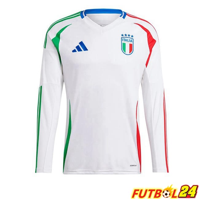 Camisetas De Futbol Italia Segunda Manga Larga Blanco UEFA Euro 2024