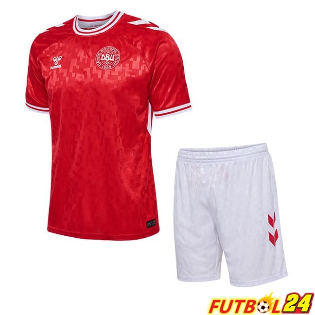 Camisetas De Futbol Dinamarca Ninos Primera Rojo UEFA Euro 2024