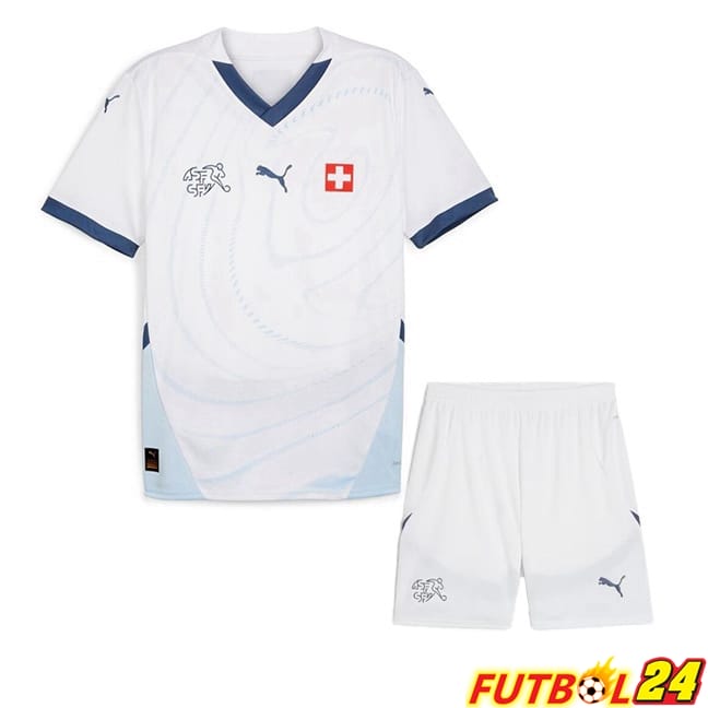 Camisetas De Futbol Suiza Ninos Segunda Blanco UEFA Euro 2024