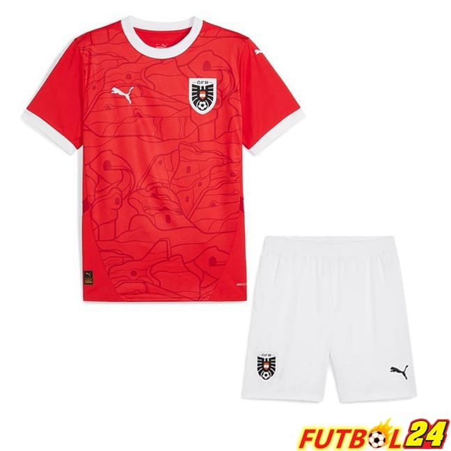 Camisetas De Futbol Austria Ninos Primera Rojo UEFA Euro 2024