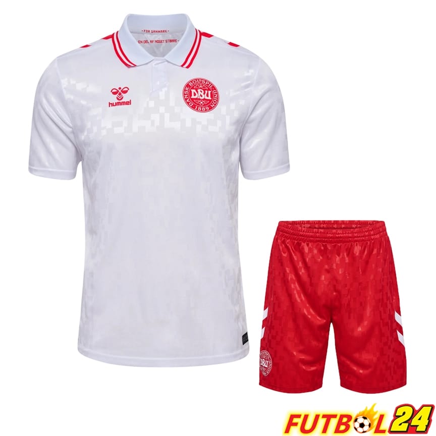 Camisetas Nacional Dinamarca Segunda + Cortos UEFA Euro 2024